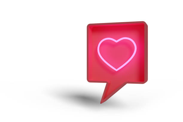 istock Speech bubble with an illuminated heart isolated on white background. 3d illustration. 1290738070