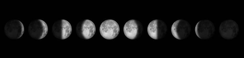 Moon phases, full moon to new moon