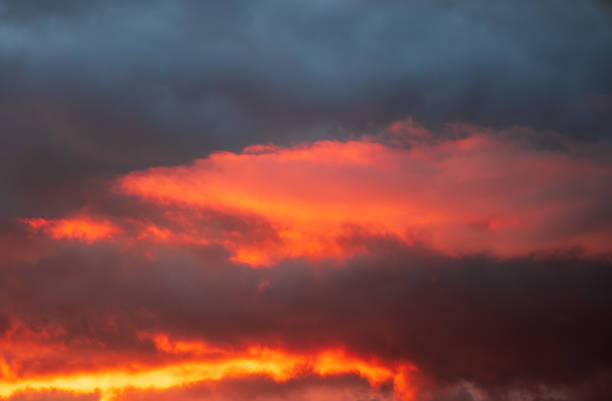 istock Stunning red orange sunset after December rainfall 1290748479