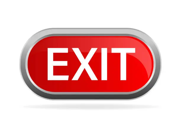 Vector illustration of Emergency red exit sign. Protection symbol. Fire icon. Vector stock illustration.