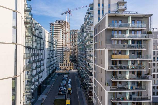 istock Housing project construction site aerial view 1290764070