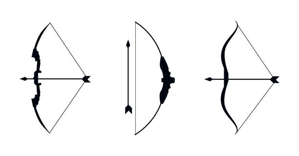 illustrations, cliparts, dessins animés et icônes de ensemble des conceptions classiques et de vecteur de tir à l’arc isolent sur le blanc - bow and arrow