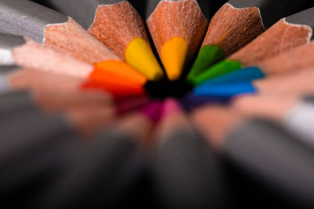 istock Group of colored pencils in different compositions 1290772605