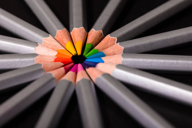 istock Group of colored pencils in different compositions 1290772731