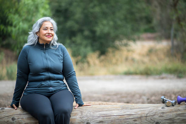 Mature Mexican Woman Mature mexican woman during her workout pudgy woman pictures stock pictures, royalty-free photos & images