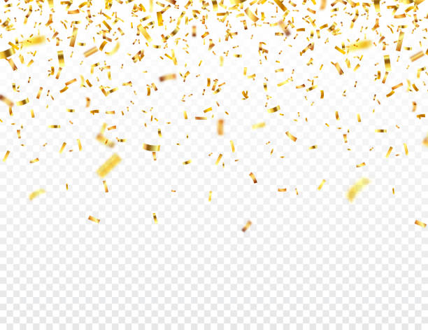 Christmas golden confetti. Falling shiny glitter in gold color. New year, birthday, valentines day design element. Holiday background Christmas golden confetti. Falling shiny glitter in gold color. New year, birthday, valentines day design element. Holiday background celebration stock illustrations