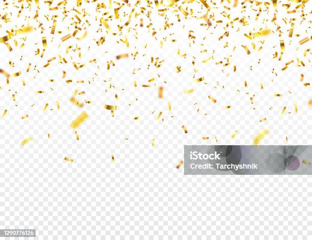 聖誕金紙屑落在金色閃亮的閃光新年生日情人節設計項目假日背景向量圖形及更多彩色紙碎圖片 - 彩色紙碎, 金, 金色