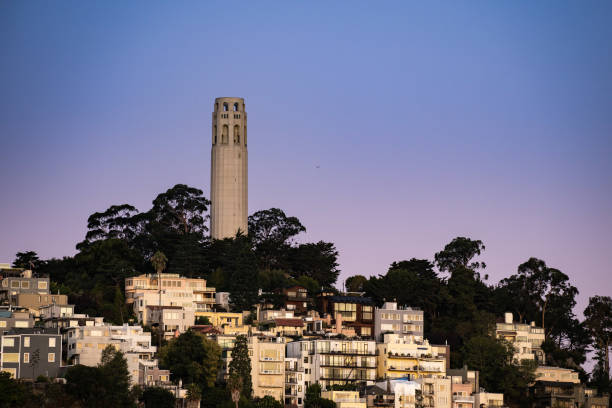 San Francisco city skyline with Karl the Fog rolling through the landmark towers