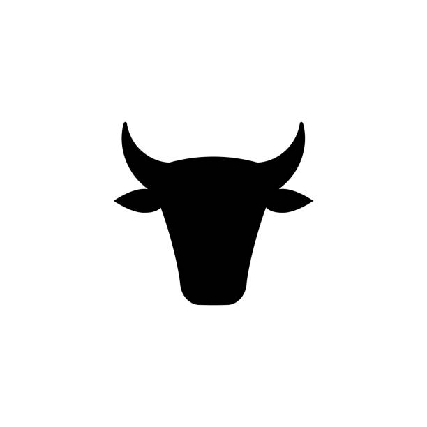 ilustrações de stock, clip art, desenhos animados e ícones de vector flat bull head silhouette icon - bull