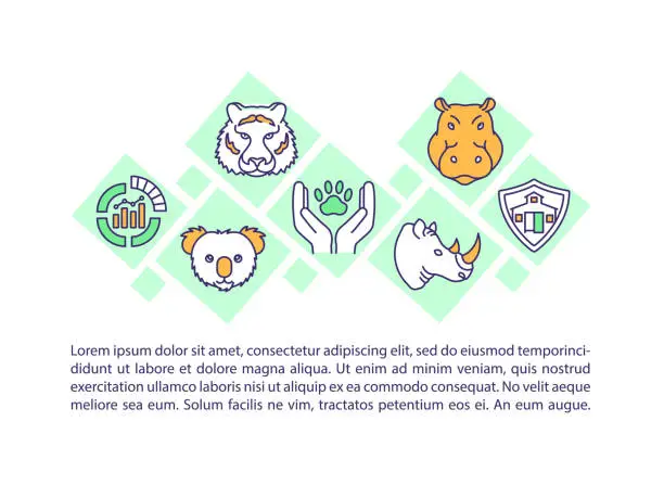 Vector illustration of Wildlife populations protection and restoring concept icon with text