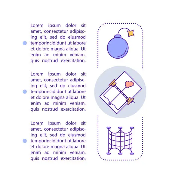 Vector illustration of Using explosives, traps and nets concept icon with text