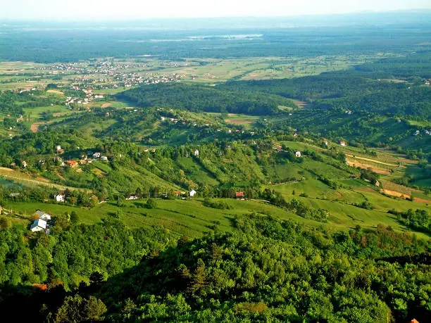 View from the Plesivica mountain to the Turopolje region, Jastrebarsko (Croatia) / Pogled sa planine Plešivice na regiju Turopolje, Jaska (Hrvatska)