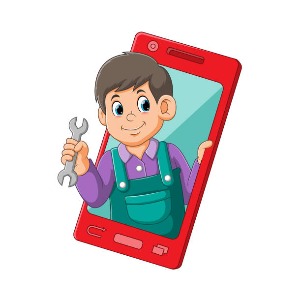 istock The mechanic holding the pliers came out from the red mobile smartphone 1290794559