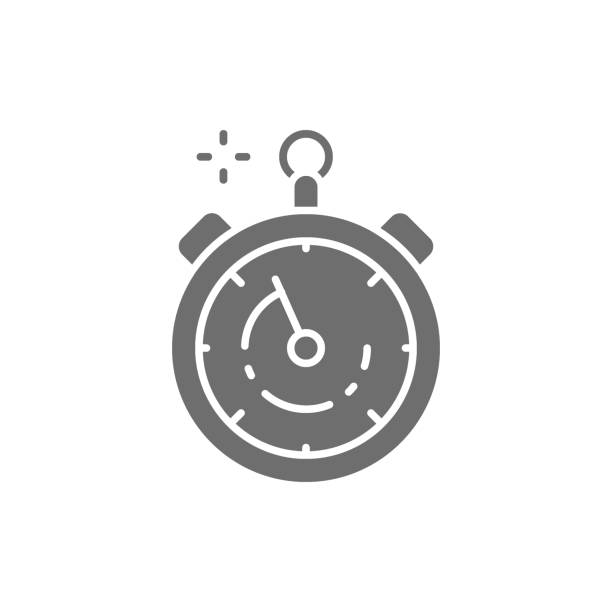 ilustrações de stock, clip art, desenhos animados e ícones de stopwatch, timer, watch gray icon. isolated on white background - clock urgency time minute hand