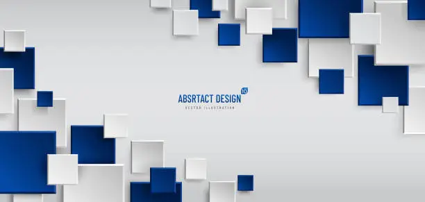 Vector illustration of Abstract geometric background with copy space, Rectangle grey and dark blue color pattern. Modern and minimal concept. You can use for cover, poster, banner web, Landing page, Print ad. Vector EPS10