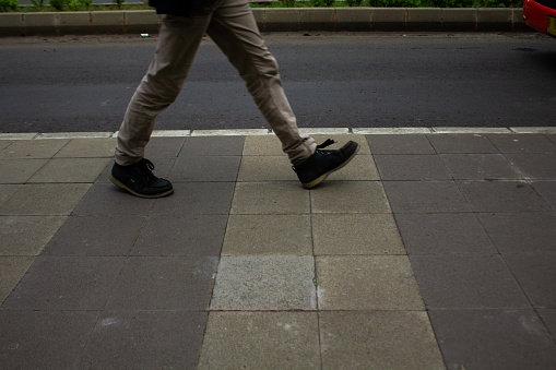 man foot in pedestrian