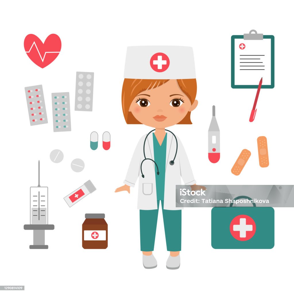 Nhân Vật Cô Gái Chibi Dễ Thương Trong Bộ Đồ Y Tế Dược Phẩm Y Tế Bộ ...