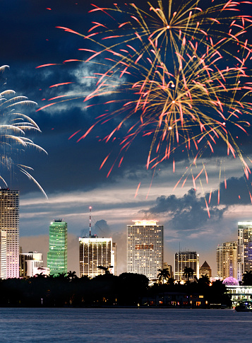 2021 fireworks celebrations, Miami, Florida, USA.