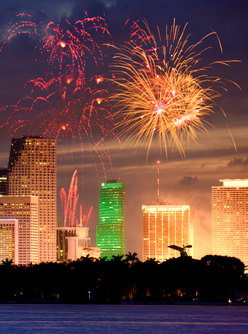 2021 fireworks celebrations, Miami, Florida, USA.
