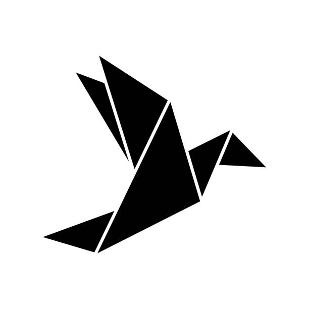 origami flying bird znak symbol ikona. origami ptaka. origami ptaków wektor pack. origami ptaków wektor. - floating bird stock illustrations