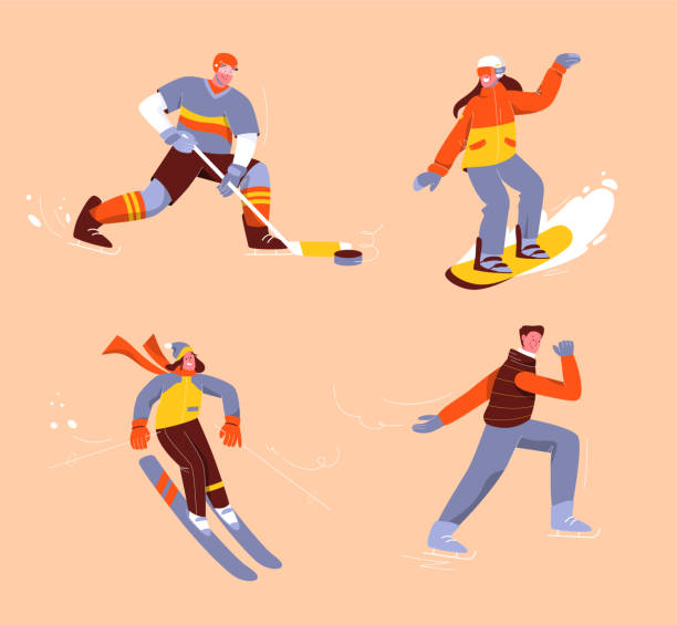 istock Winter sports set of isolated persons 1290817003