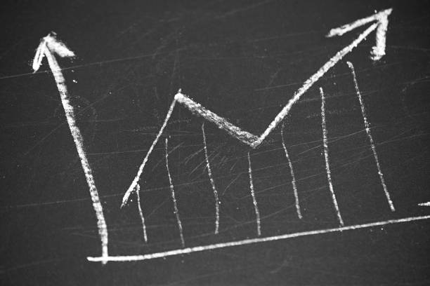 istock Chalk line chart represent investment growth for business startup. Business analytics and data analysis 1290819783