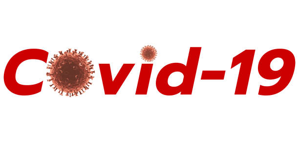 istock Red text COVID-19 with virus graphic on white background, name for Coronavirus disease. 3d 1290828496