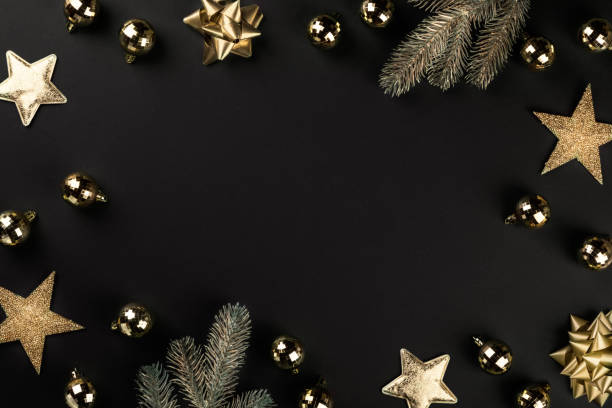 istock Christmas composition golden traditional decorations for the New Year 1290832143