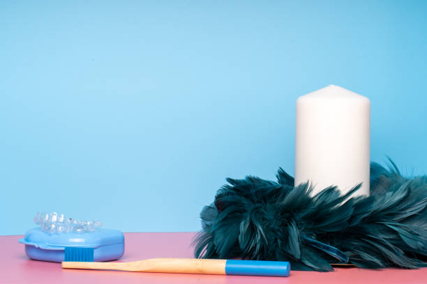 Fancy colourful toothbrushes and invisible dental aligners