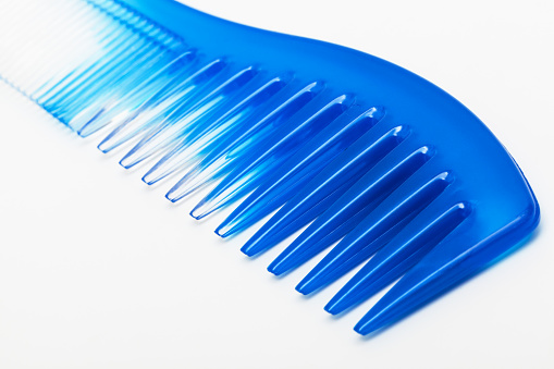 Translucent Blue Comb Blue Plastic Comb On A White Background Stock Photo - Download Image ...