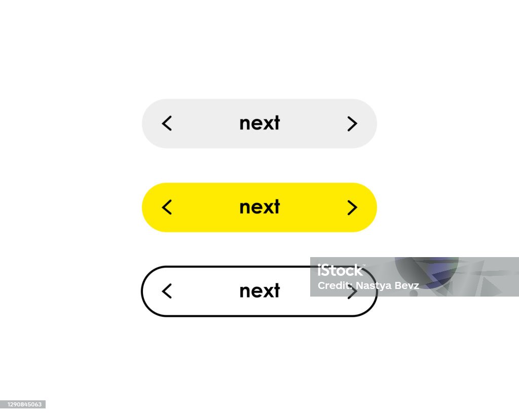 Simple Next Button Next Button Set On White Background Button Collection Vector Flat ...