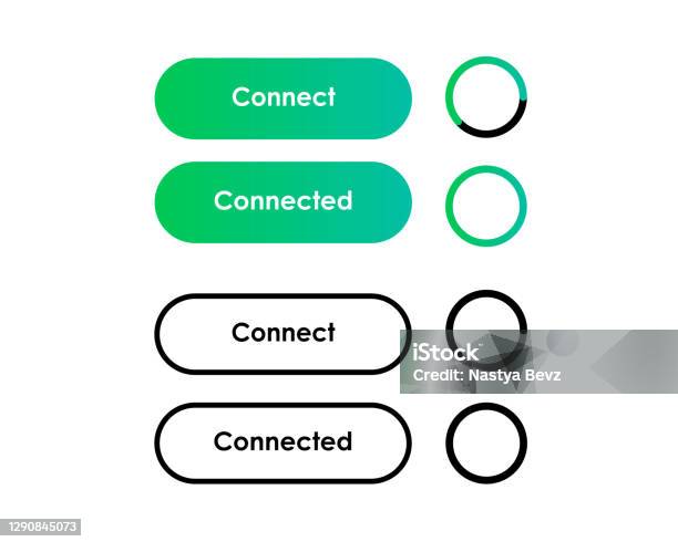 Buttons Connected Set Connect Button Vector Flat Illustration Stock ...