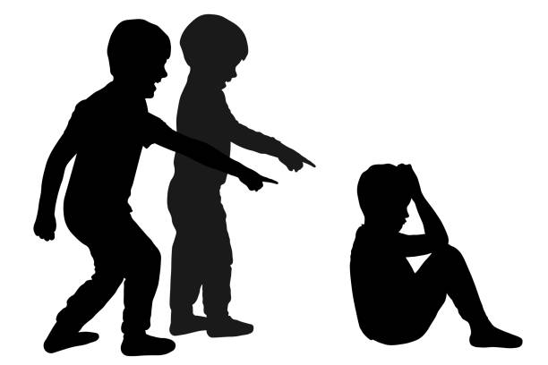 School bullying children. Taunting a child. Silhouette vector School bullying children. Taunting a child. Silhouette vector humiliate stock illustrations