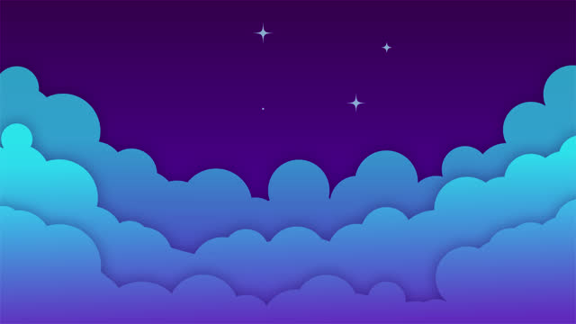 Abstract night sky clouds frame in paper cut style. copy space 3d background with violet and blue gradient cloudy landscape papercut art