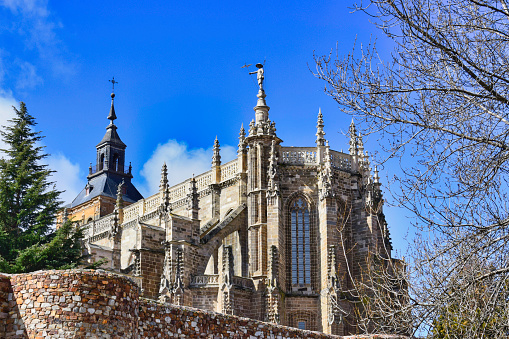 Detailed Gothic style architecture in the cathedral of Astorga