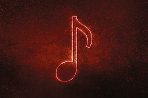 Eighth note symbol, Music Background, Red Symbol