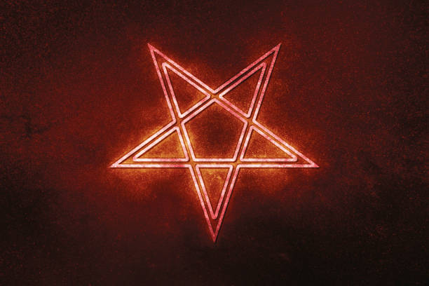 Reversed Pentagram symbol, Satanic sign, Red symbol