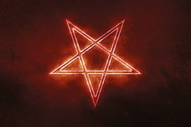 Reversed Pentagram symbol, Satanic sign, Red symbol