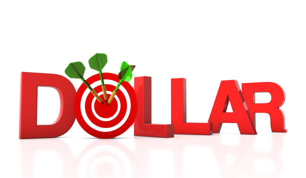 istock Dollar 3D Word with Target and Dart 1290862753