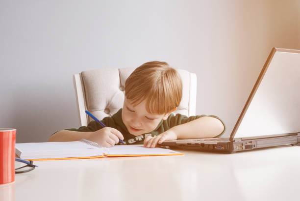 istock Little man continue their education at home as schools are closed on quarantine days 1290864672