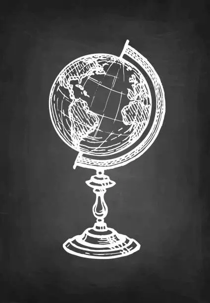 Vector illustration of Chalk sketch of globe