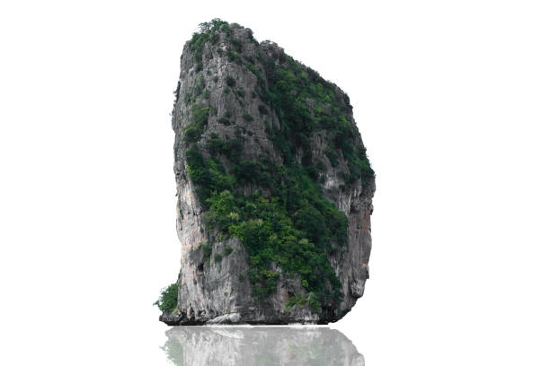 istock Mountain island on isolated white background 1290870466