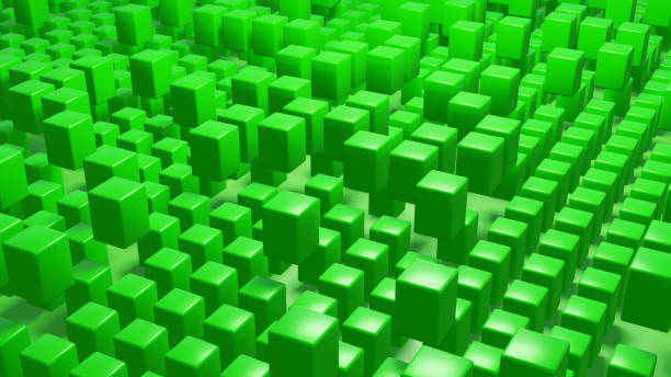 istock Abstract green 3D geometric background with many cuboids 1290871558