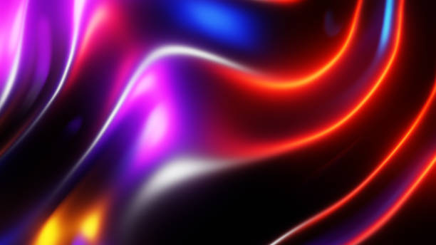 istock Abstract background, liquid metal waves with neon colorrs 1290871574