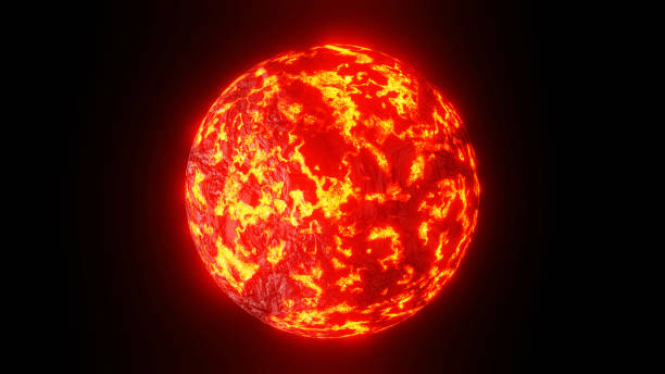 istock Fiery planet with rivers of  lava, 3D render. 1290871601