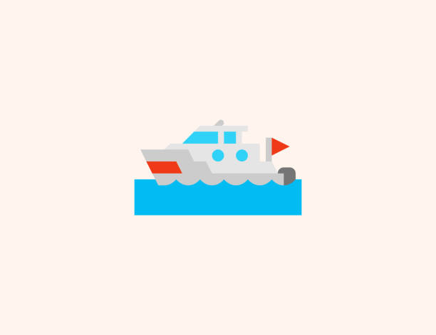 ilustrações de stock, clip art, desenhos animados e ícones de motor boat vector icon. isolated motorboat, speedboat flat colored symbol - vector - nautical vessel motorboating motorboat fun