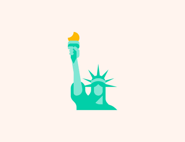 illustrations, cliparts, dessins animés et icônes de icône vectorielle de statue de liberté. statue d’isolement de la liberté, symbole plat coloré de new york - vecteur - statue de la liberté