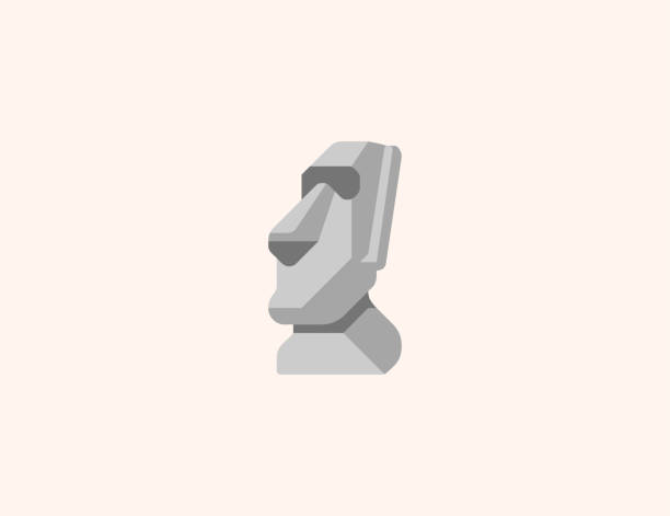 ikona wektora posągu moai. izolowany pomnik moai, chile płaski kolor symbol - wektor - easter island moai statue chile sculpture stock illustrations