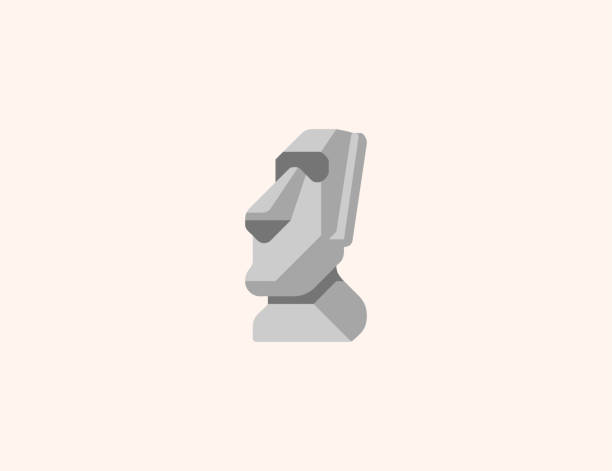 Moai statue vector icon. Isolated Moai monument, Chile flat colored symbol - Vector Moai statue vector icon. Isolated Moai monument, Chile flat colored symbol - Vector moai statue rapa nui stock illustrations