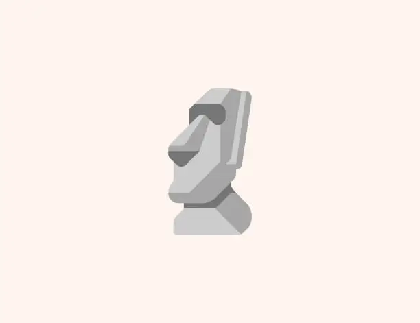 Vector illustration of Moai statue vector icon. Isolated Moai monument, Chile flat colored symbol - Vector